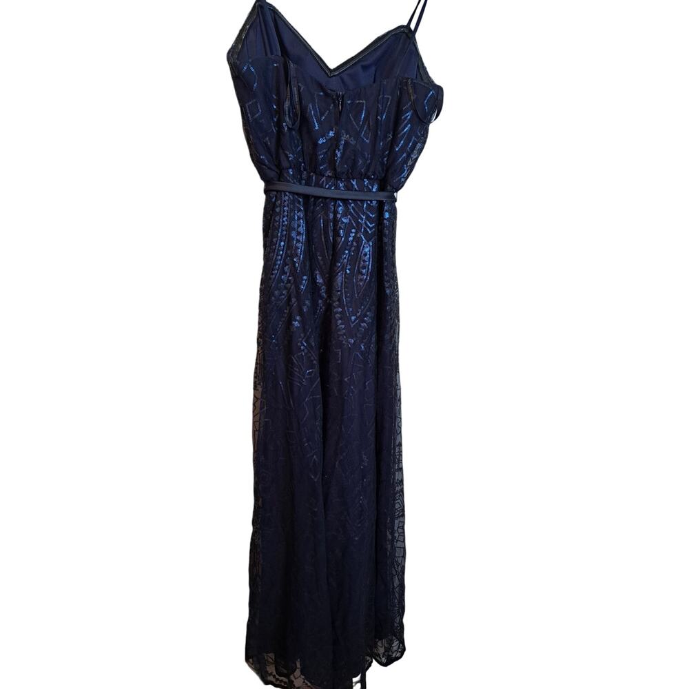 Angelina Faccenda Blue Sequence Geo Print Maxi Strappy Sz 10 - Picture 6 of 10